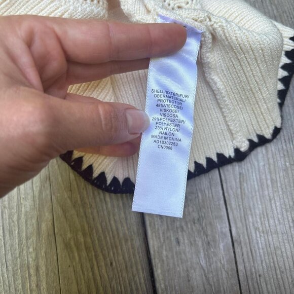 NWT Adrianna Papell Sweater Vest Womens L Cream Old Money Prep Heritage - Picture 7 of 8